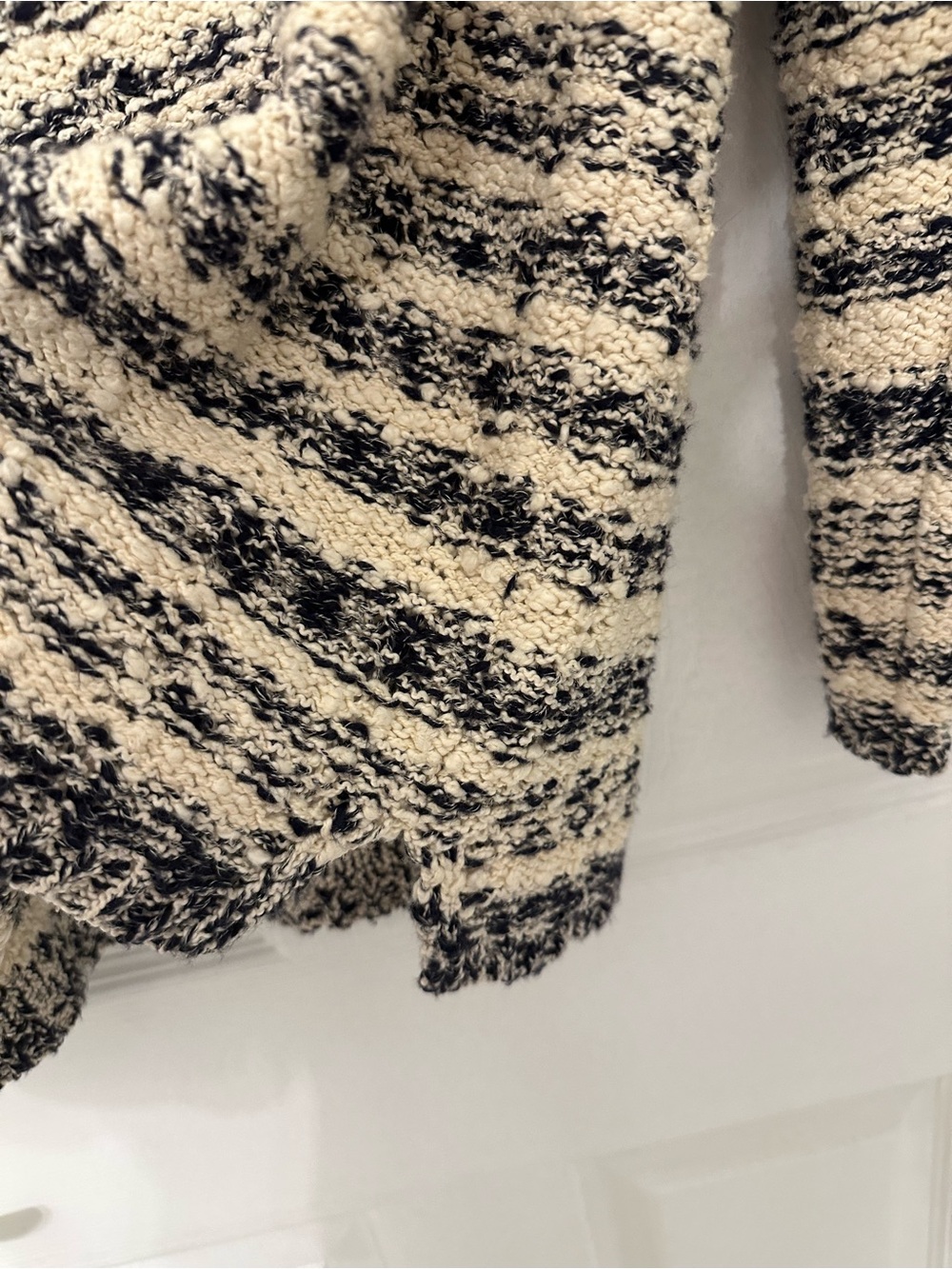 J. Jill Cream and Black Textured Striped Crewneck Sweater - Picture 6 of 6